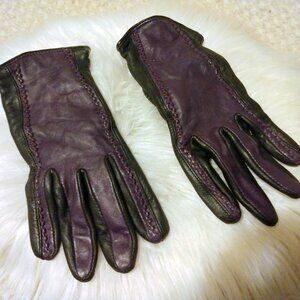 Delta Lined Leather Gloves L Moto Classic Quiet Luxury Equestrian Purple Black